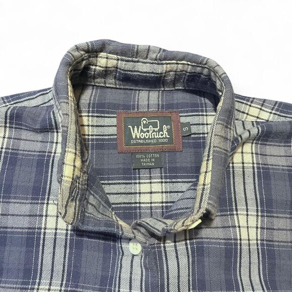 Vintage 80’s Woolrich Women’s Button Up Long Sleeve Blue Plaid Shirt Sz Small - Picture 4 of 4